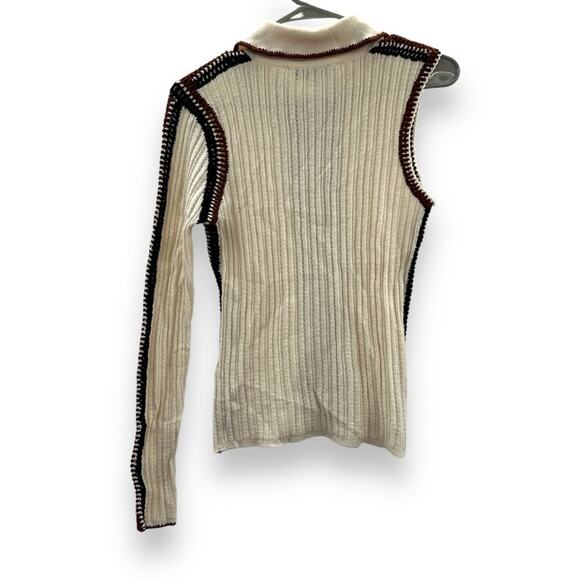 RTR Sea‎ New York Riva Ribbed Embroidered Wool Collared Button Front Top Sz 8 - Picture 6 of 11